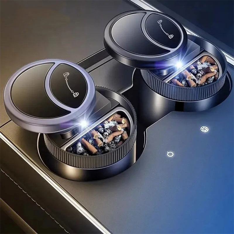GIVBRO Car Ashtray With Light One-button Open Infrared Smokeless Ashtray With Lid Sealing Ring