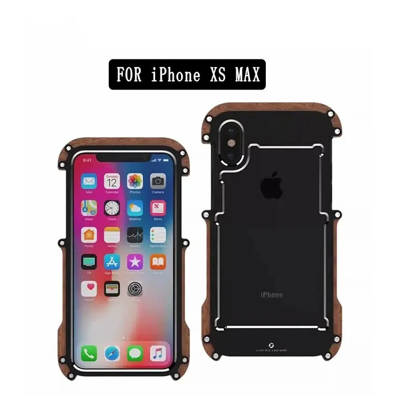Protective Case with Metal Frame for Iphone14 Mobile Phone Case, Apple 15pro13promax Solid Wood Case, Plus Lens All-inclusive, Anti-fall and Heat Dissipation, 11 Advanced Sense Lens All-inclusive