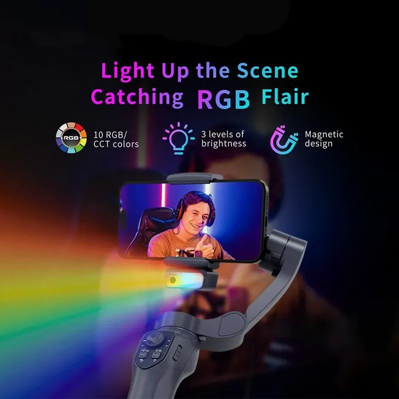 3-Axis AI  Mobile Phone Gimbal,estabilizado selfie profesional,gimbal stabilizer for smartphone, Face Tracking,phone stabilizer for video recording, for iPhone, Andriod, Vlogging for Youtube, TikTok, Twitter, Skype and Video Shooting Stabilizer