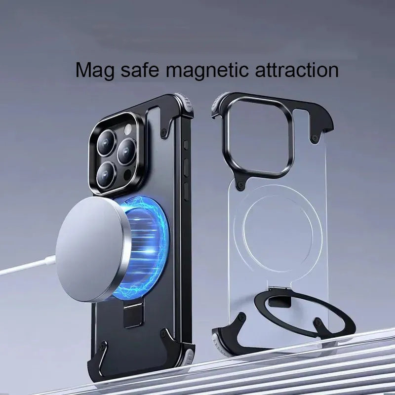 1 PCS Borderless Phone Protective Case, Metal Frame, Airbag, Anti Slip Bracket, Apple 14, Suitable for Apple 15 Promax