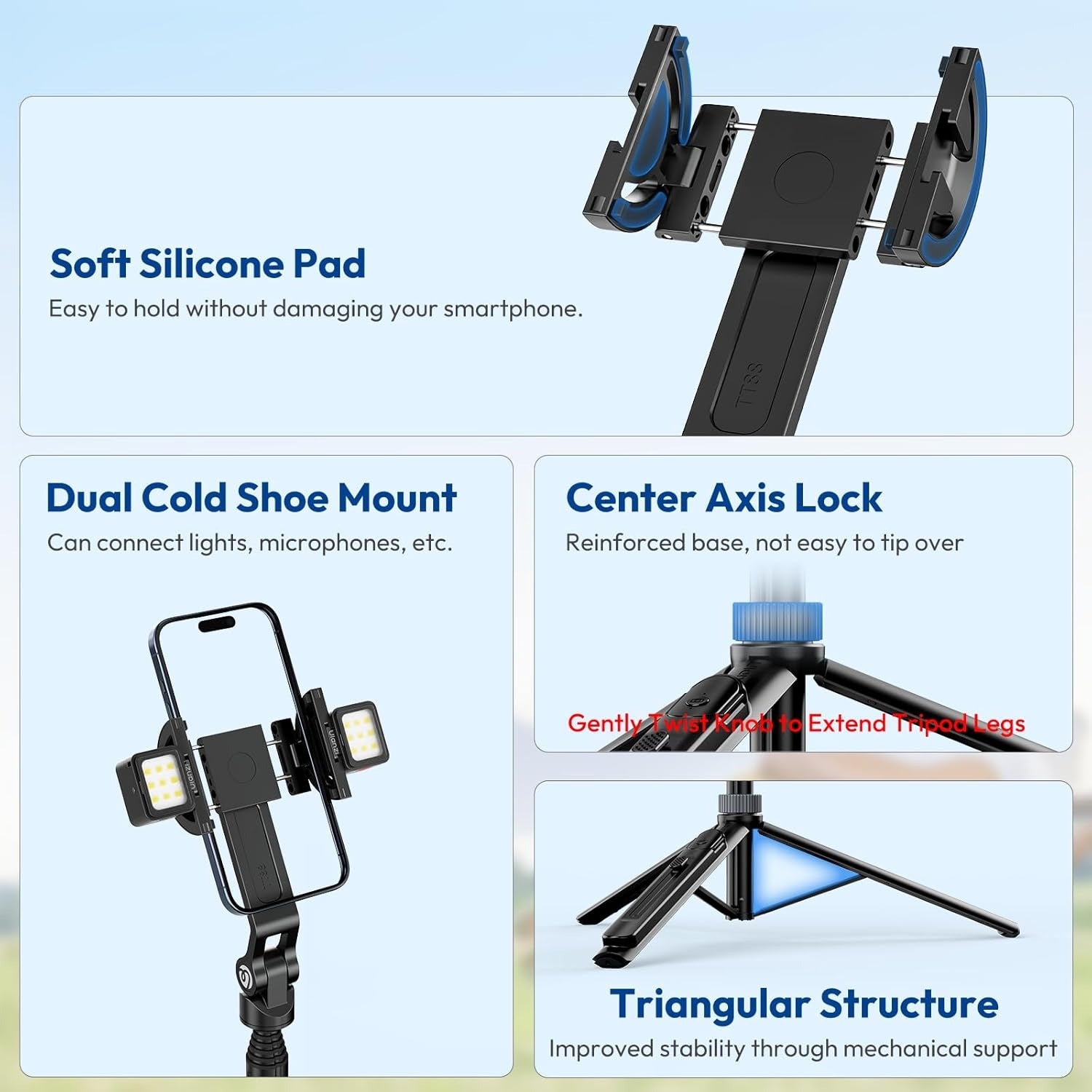G-OUSSVE TT88 Magnetic Tripod for iPhone 17, 57" Extendable Selfie Stick w Remote, 2-in-1 Phone Clip & Dual Cold Shoe Mounts-Lightweight Phone Tripod Stand for Vlogging, Travel, Video Recording