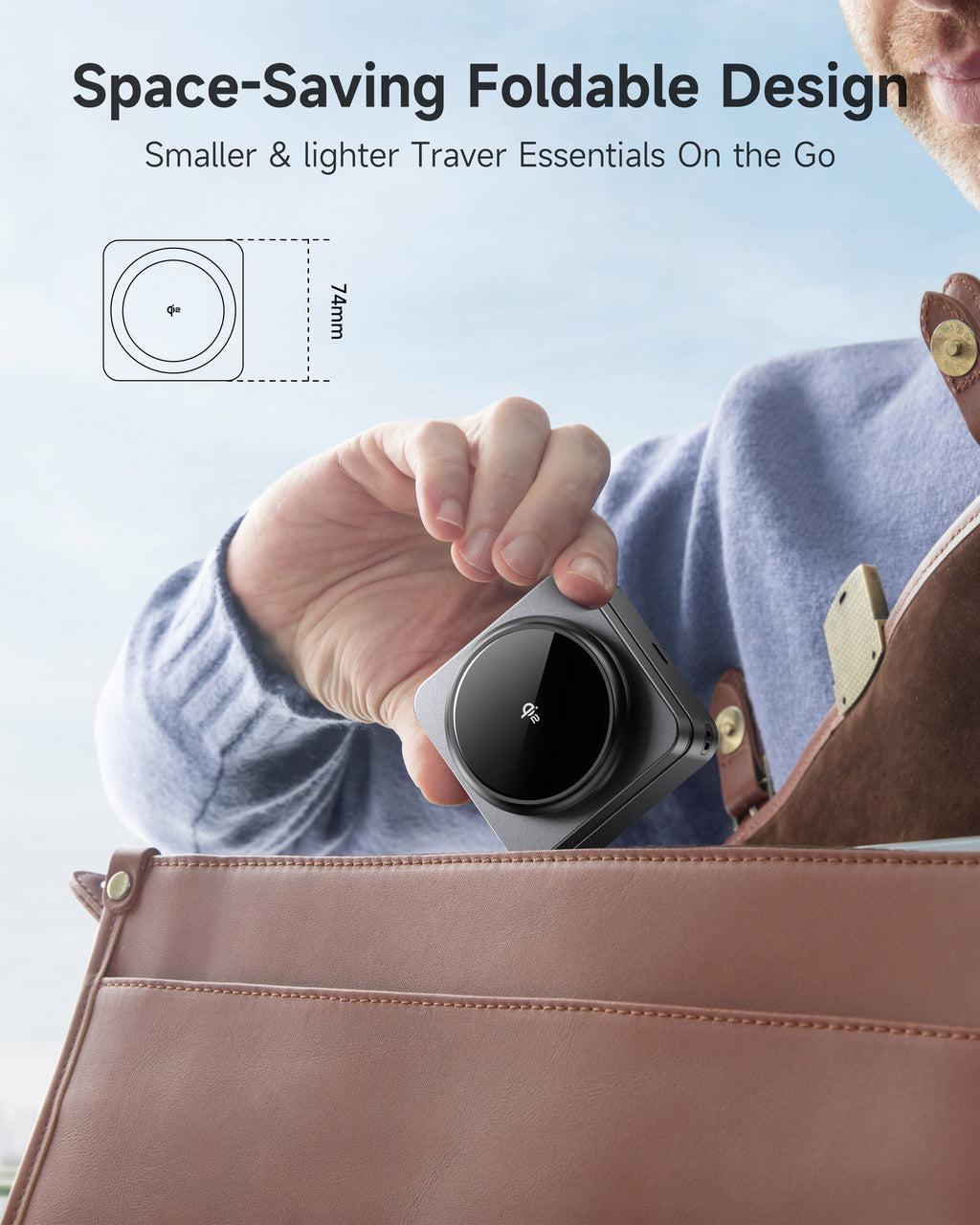 G-OUSSVE 3-in-1 Foldable Magnetic Wireless Charging Station Qi2 Certified 15W Travel Charger Stand Dock for iPhone 17/16/15/14/13/12 Series Apple Watch AirPods