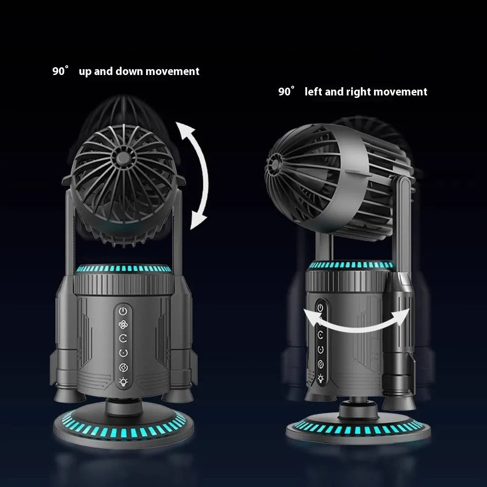 G-OUSSVE Rocket Desktop Fan Multifunctional Creative RGB Colorful Silent Fan Dual Drive Spray System Ornament Fan