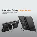 Genuine leather metal flip phone case for Samsung Z Fold6/Fold5. Full coverage with magnetic closure and built-in stand. Premium, ultra-slim design for foldable phones – stylish and protective.