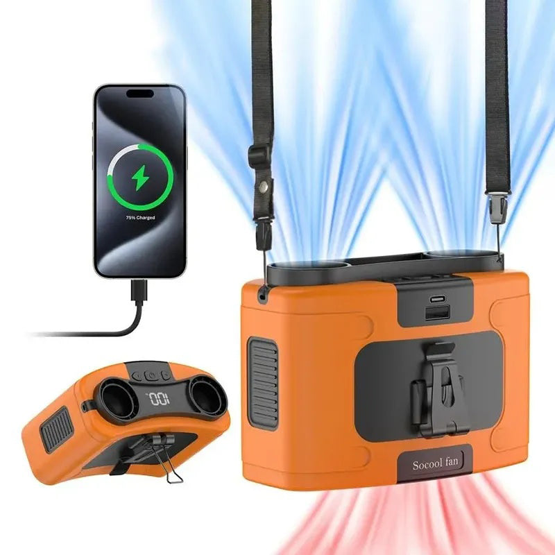 Rechargeable Waist Fan, 1 Count Strong Airflow Mini Wearable Belt Fan, 10 Speed Portable Neck Fan for Outdoor, Camping