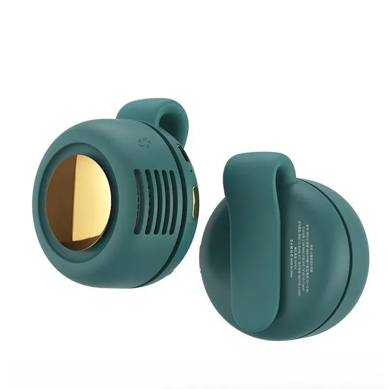 Portable Silent Mini Bladeless Electric Fan, Adjustable 3-Speed Suspended Collar & Waist Fans, Rechargeable Rotating Body Fan, Suitable For Outdoor & Travel & Office