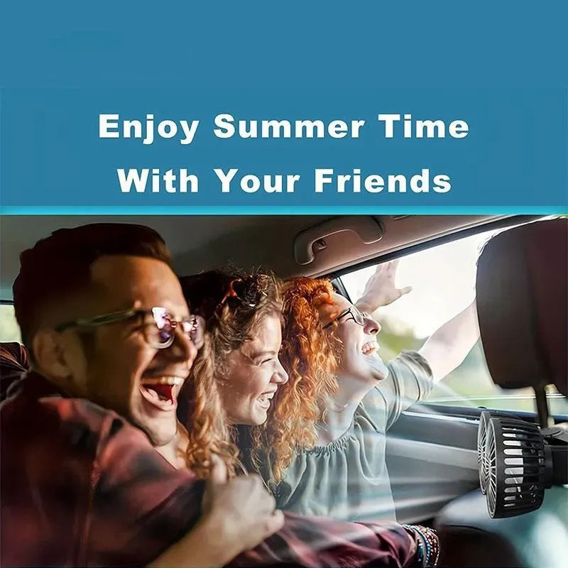 GIVBRO Adjustable Car Backseat Fan, 1 Count Summer Essential Double-head Electric Fan with Seat Clip, Strong Wind Rear Seat Back 360 Degrees Rotation Large Air Volume Fan, Men Gifts