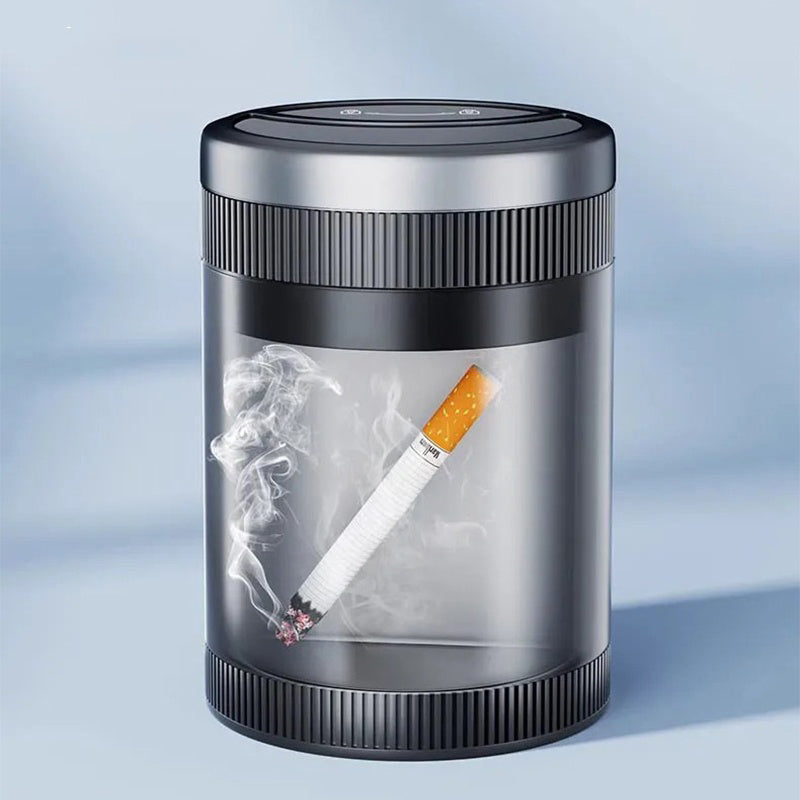 GIVBRO Car Ashtray With Light One-button Open Infrared Smokeless Ashtray With Lid Sealing Ring