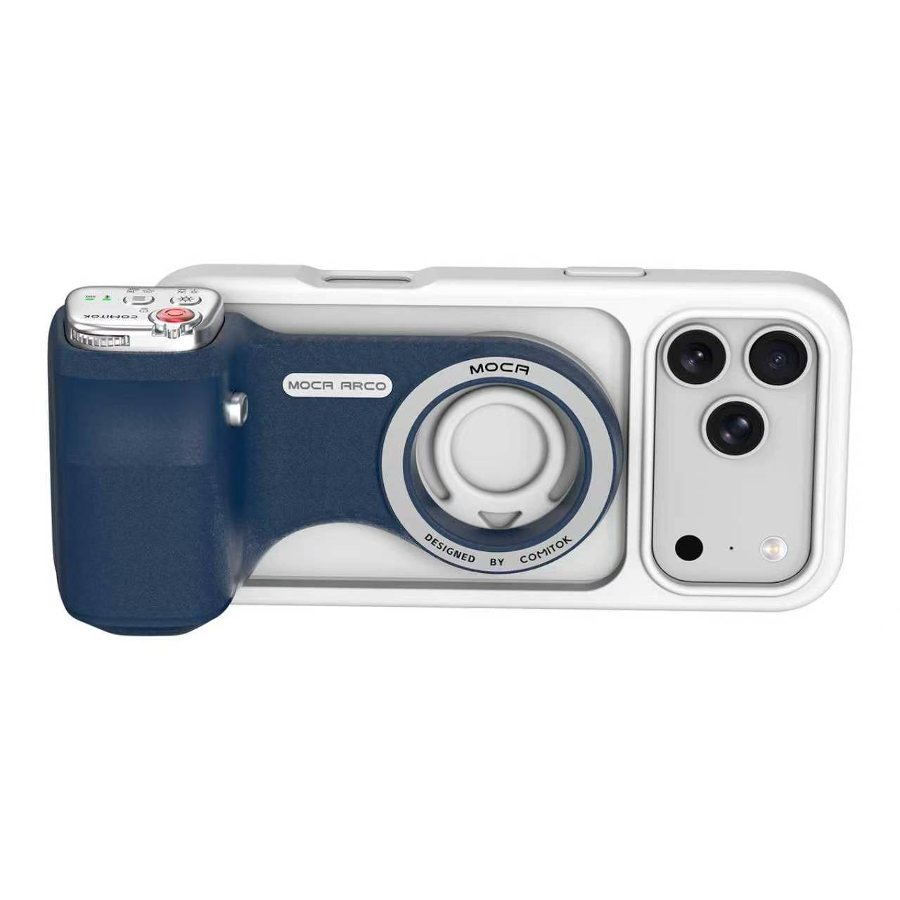 G-OUSSVE Magnetic Handheld Grip Phone Stand Camera Assistant with LED Fill Light, Magnetic Ring and Phone Case, Compatible with iOS 26/iOS 18/iOS 17, Ergonomic Grip, One-Tap Camera, Rechargeable Remote, Ideal for Photography Enthusiasts