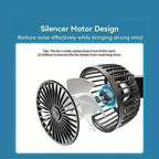 GIVBRO Adjustable Car Backseat Fan, 1 Count Summer Essential Double-head Electric Fan with Seat Clip, Strong Wind Rear Seat Back 360 Degrees Rotation Large Air Volume Fan, Men Gifts