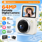 G-OUSSVE 64MP Flip Screen Digital Camera with 512GB Memory Card, 4K Video, Autofocus & Beauty Filters