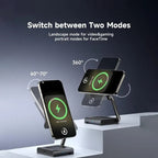 GIVBRO Magsafe Magnetic Wireless Charger Qi Folding Stand Suitable for Apple 16 iPhone 15 Pro 2-in-1 Expansion Phone Earphones Watch 3-in-1 27W Fast Charging Base Portable