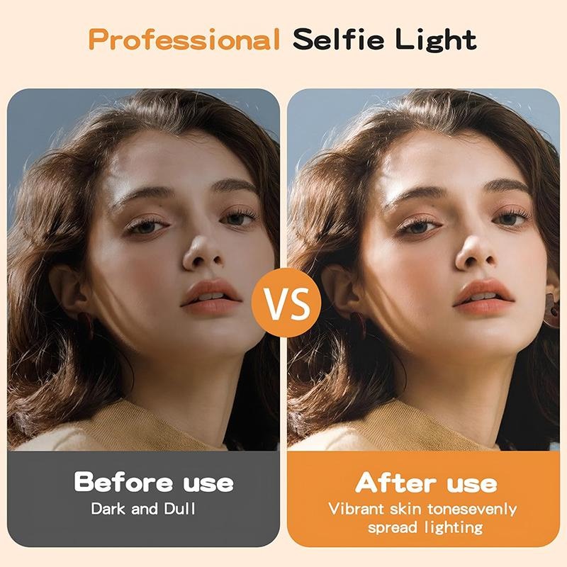 GIVBRO Rechargeable Handheld Beauty Fill Light, Expandable bracket,Selfie Tripod,Adjustable Extendable Foldable Phone Holder, for Streaming, Live Recording, Video Photography, Light Size: 11.61x8.58inc