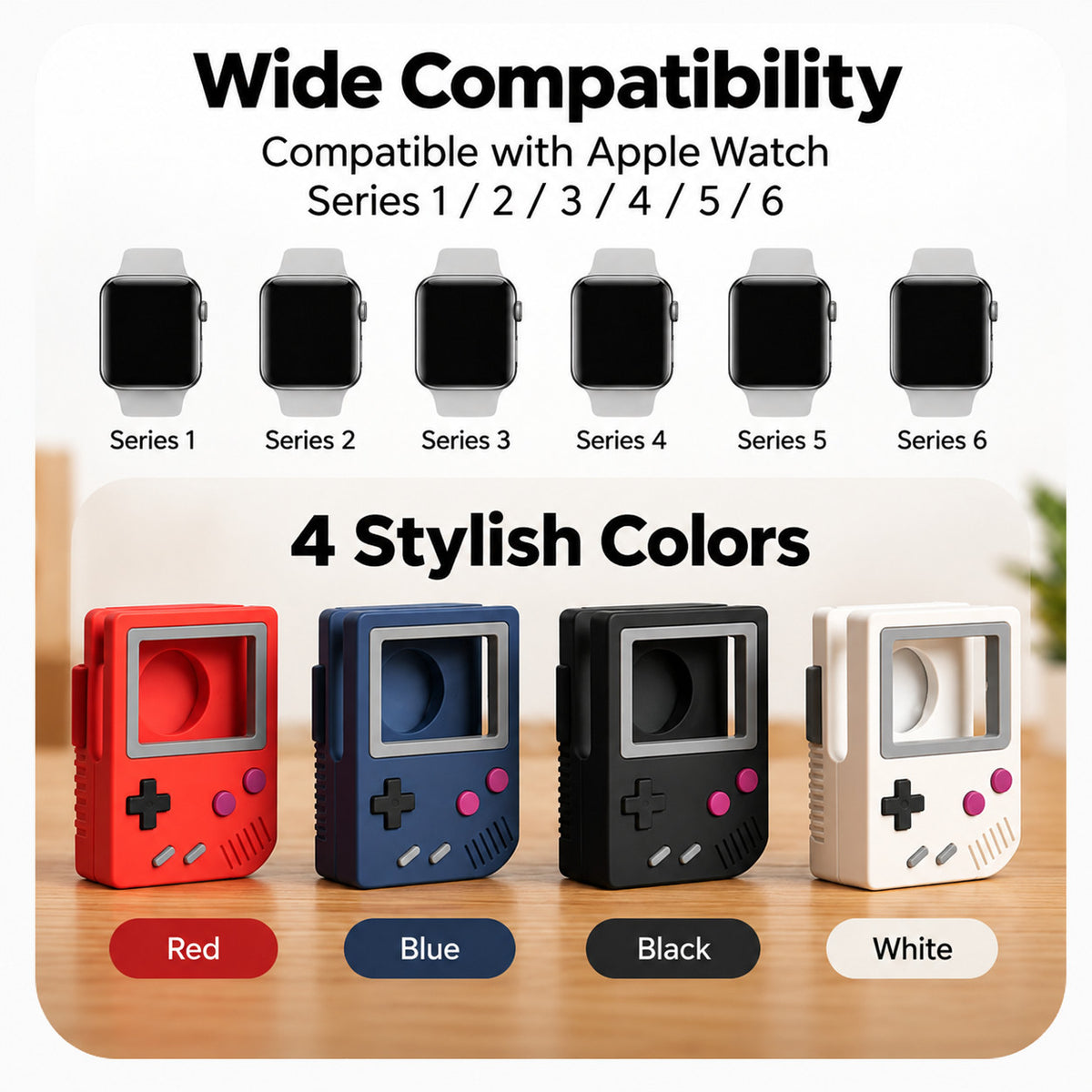 G-OUSSVE Retro Game Console Charging Stand for iwatch Series 3/4/5/6, Silicone Desktop Dock Holder