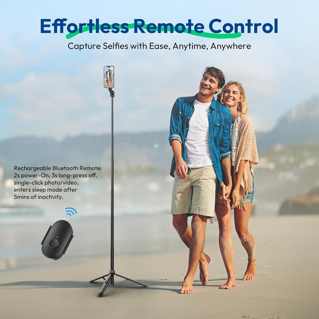 G-OUSSVE TT88 Magnetic Tripod for iPhone 17, 57" Extendable Selfie Stick w Remote, 2-in-1 Phone Clip & Dual Cold Shoe Mounts-Lightweight Phone Tripod Stand for Vlogging, Travel, Video Recording