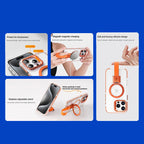 MagSafe-Compatible Case for iPhone 16/15 - Transparent Magnetic Airbag Design with Stand and Lanyard. Full Protection, Drop-Resistant, Suitable for iPhone & Galaxy S24 Ultra