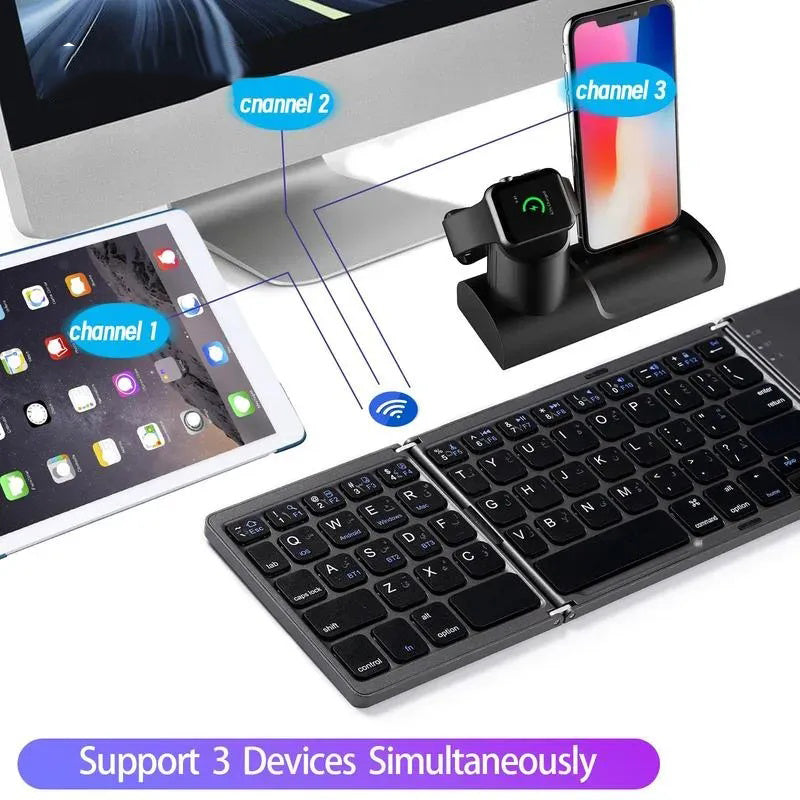 GIVBRO Ultra-thin Wireless Mini Bluetooth-compatible Keyboard, Foldable & Simple Design Tablet Keyboard for Household & Office