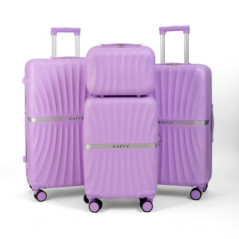 4 Piece Expandable Luggage Sets, ABS Travel Suitcase Set with Double Spinner Wheels, TSA Lock Hardshell Durable Traveling Bag Luggage Sets (13/20/26/28in) Gift for Back to School