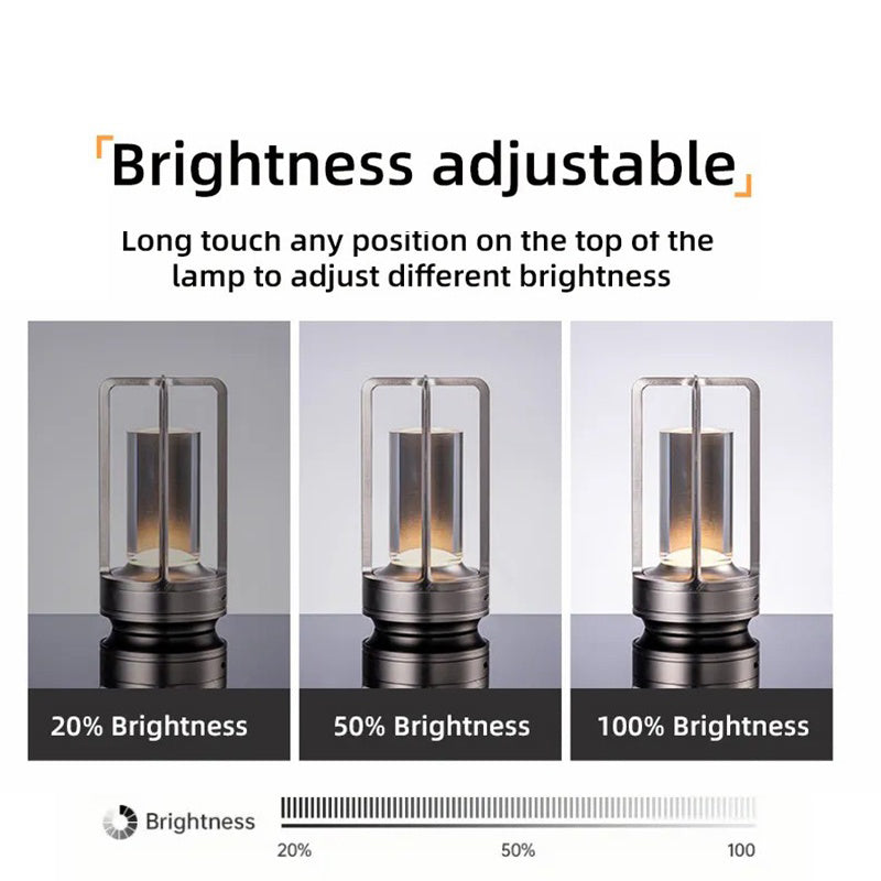 LED Vintage Touch Lamp Rechargeable Ambient Light, Decorative Desk Lamp, Ideal for Bars, Campingand as a Bedside Night Light