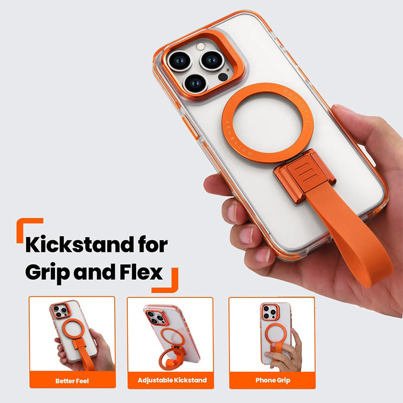 MagSafe-Compatible Case for iPhone 16/15 - Transparent Magnetic Airbag Design with Stand and Lanyard. Full Protection, Drop-Resistant, Suitable for iPhone & Galaxy S24 Ultra