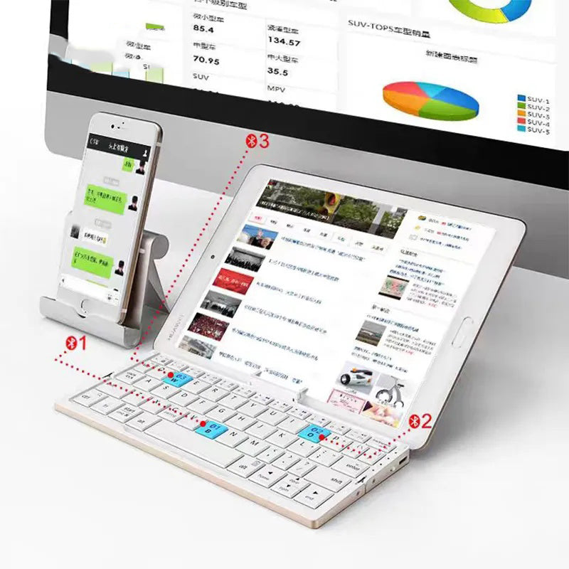 BOW Folding Bluetooth Keyboard Wireless Portable Mobile Phone Tablet Universal Portable Rechargeable