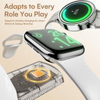 4-in-1 Wireless Charging Station for Apple, 15W Qi2 Mag-safe Charger with Dimmable Light & 360° Rotating Phone Stand, Fast Charger for iPhone 16–12, AirPods, Apple Watch & Samsung Watch