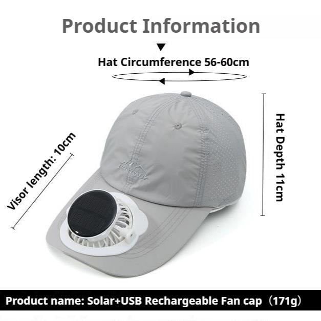 Summer Breathable Solar-Charging Fan Hat for Adults - Sun Protection Outdoor Baseball Cap with 1000mAh Battery, 8-16Hrs Runtime & Digital Display