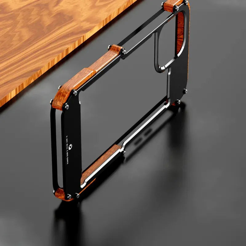 Protective Case with Metal Frame for Iphone14 Mobile Phone Case, Apple 15pro13promax Solid Wood Case, Plus Lens All-inclusive, Anti-fall and Heat Dissipation, 11 Advanced Sense Lens All-inclusive