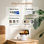4-in-1 Wireless Charging Station for Apple, 15W Qi2 Mag-safe Charger with Dimmable Light & 360° Rotating Phone Stand, Fast Charger for iPhone 16–12, AirPods, Apple Watch & Samsung Watch