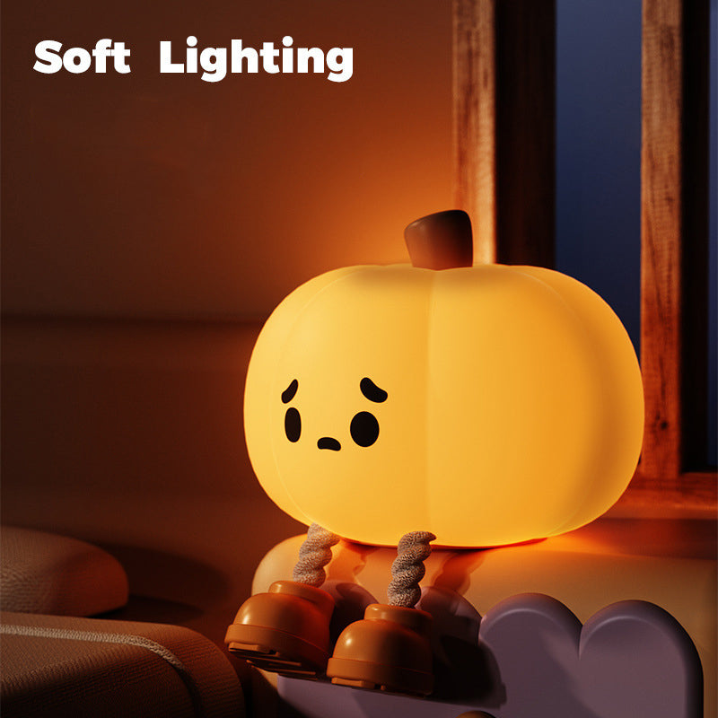 Pumpkin Silicone Night Light, Bedroom Sleep Light, Bedside Tap Light, Night Light, Children’s Sleep Companion Lamp