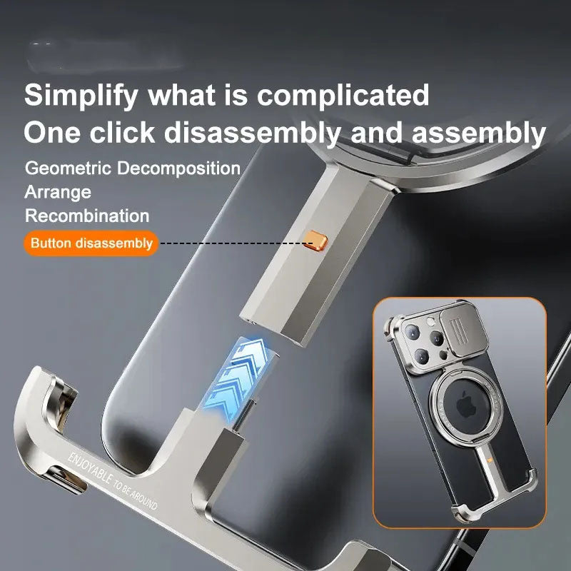 Metal Bare Frame Sliding Cover Protective Lens Anti-Scratch Camera Hidden Phone Case