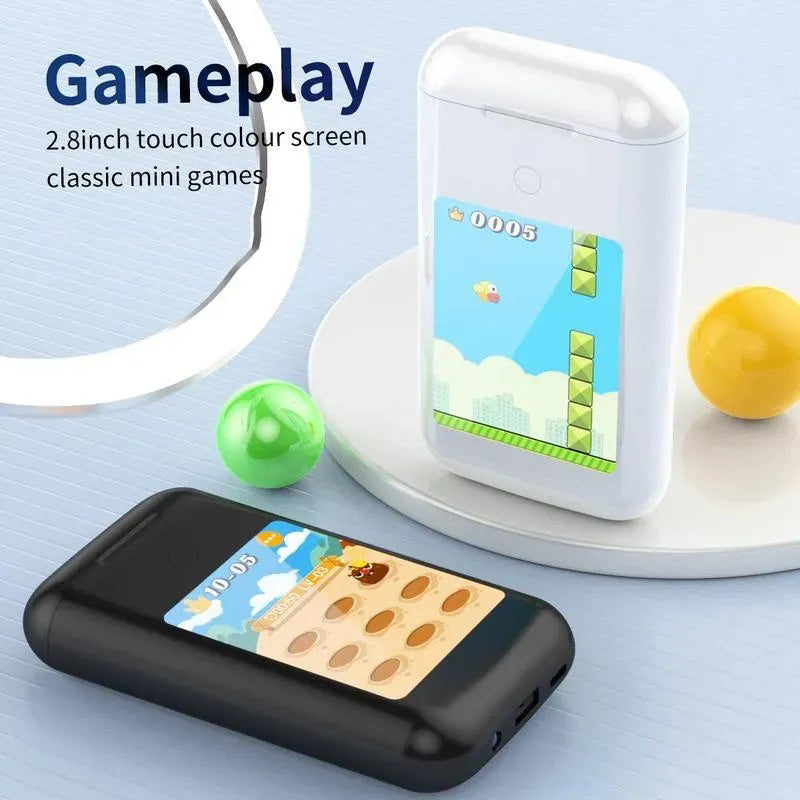 GIVBRO Multifunctional Wireless Game Console with Earphone, In Ear Headset Power Bank with Microphone & 8000mAh Charging Case, 2 in 1 HiFi Stereo Earbuds