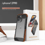 Protective Case with Metal Frame for Iphone14 Mobile Phone Case, Apple 15pro13promax Solid Wood Case, Plus Lens All-inclusive, Anti-fall and Heat Dissipation, 11 Advanced Sense Lens All-inclusive