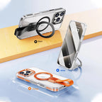 MagSafe-Compatible Case for iPhone 16/15 - Transparent Magnetic Airbag Design with Stand and Lanyard. Full Protection, Drop-Resistant, Suitable for iPhone & Galaxy S24 Ultra