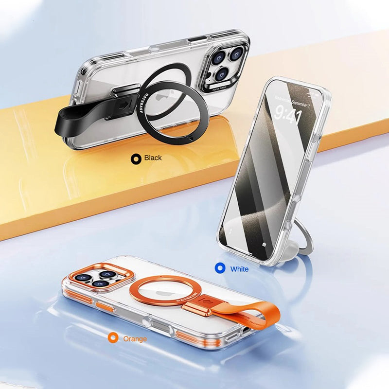 MagSafe-Compatible Case for iPhone 16/15 - Transparent Magnetic Airbag Design with Stand and Lanyard. Full Protection, Drop-Resistant, Suitable for iPhone & Galaxy S24 Ultra