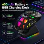 G-OUSSVE X9 Pro RGB Wireless Gaming Mouse with PAW3311 Sensor, Tri-Mode Connection, Charging Dock & Anti-Slip Grips