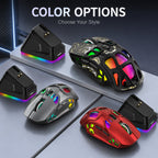 G-OUSSVE X9 Pro RGB Wireless Gaming Mouse with PAW3311 Sensor, Tri-Mode Connection, Charging Dock & Anti-Slip Grips