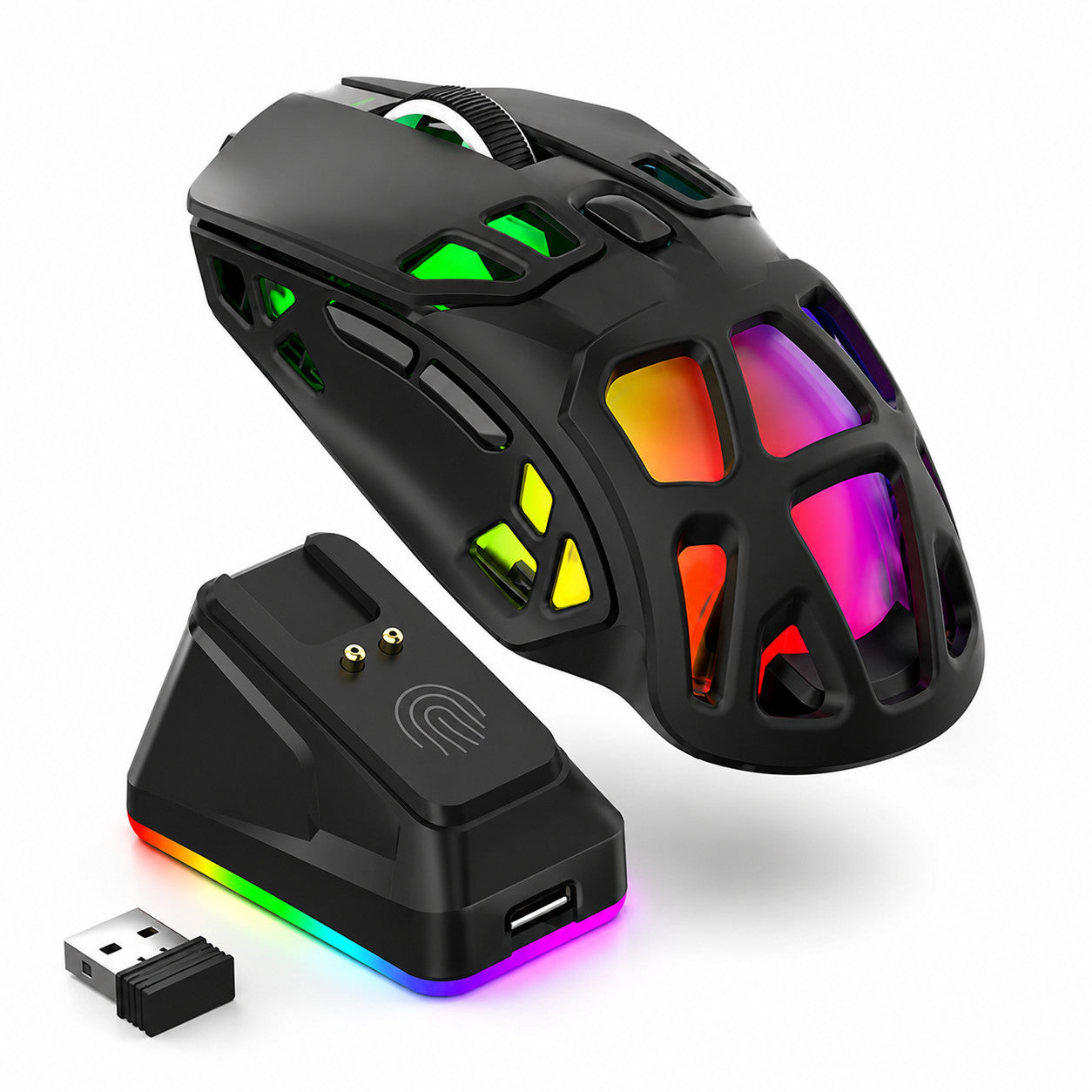 G-OUSSVE X9 Pro RGB Wireless Gaming Mouse with PAW3311 Sensor, Tri-Mode Connection, Charging Dock & Anti-Slip Grips