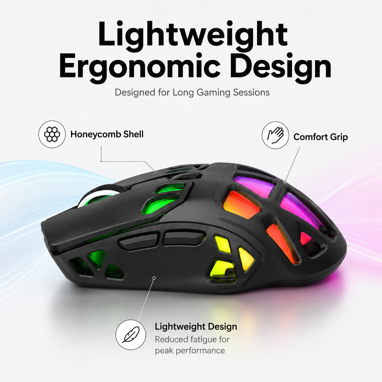 G-OUSSVE X9 Pro RGB Wireless Gaming Mouse with PAW3311 Sensor, Tri-Mode Connection, Charging Dock & Anti-Slip Grips