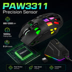 G-OUSSVE X9 Pro RGB Wireless Gaming Mouse with PAW3311 Sensor, Tri-Mode Connection, Charging Dock & Anti-Slip Grips