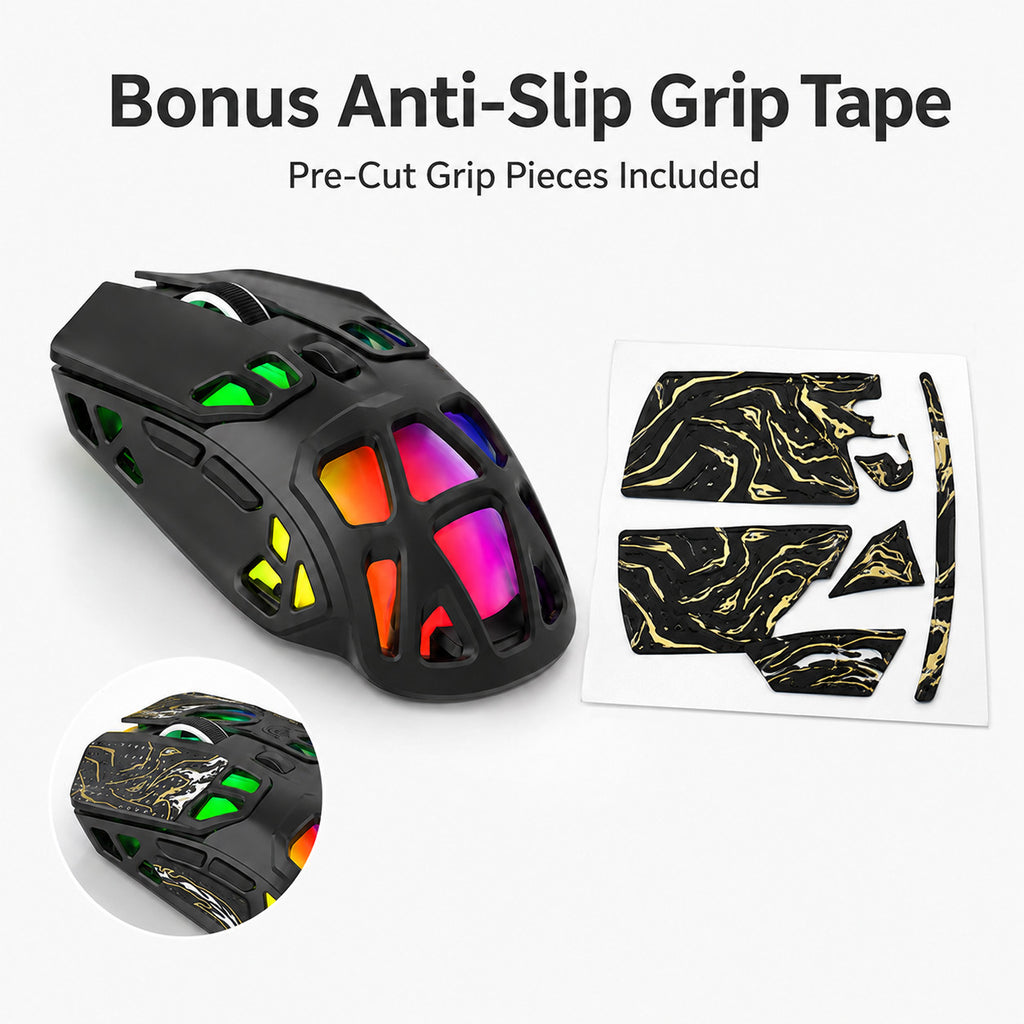 G-OUSSVE X9 Pro RGB Wireless Gaming Mouse with PAW3311 Sensor, Tri-Mode Connection, Charging Dock & Anti-Slip Grips
