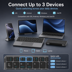 G-OUSSVE Portable Wireless BT Foldable Keyboard New Detachable Leather Stand for Tablet Phone Touch Typing Mini Keyboard with Ergonomic Design , External Keyboard, Ergonomic Keyboard Pad
