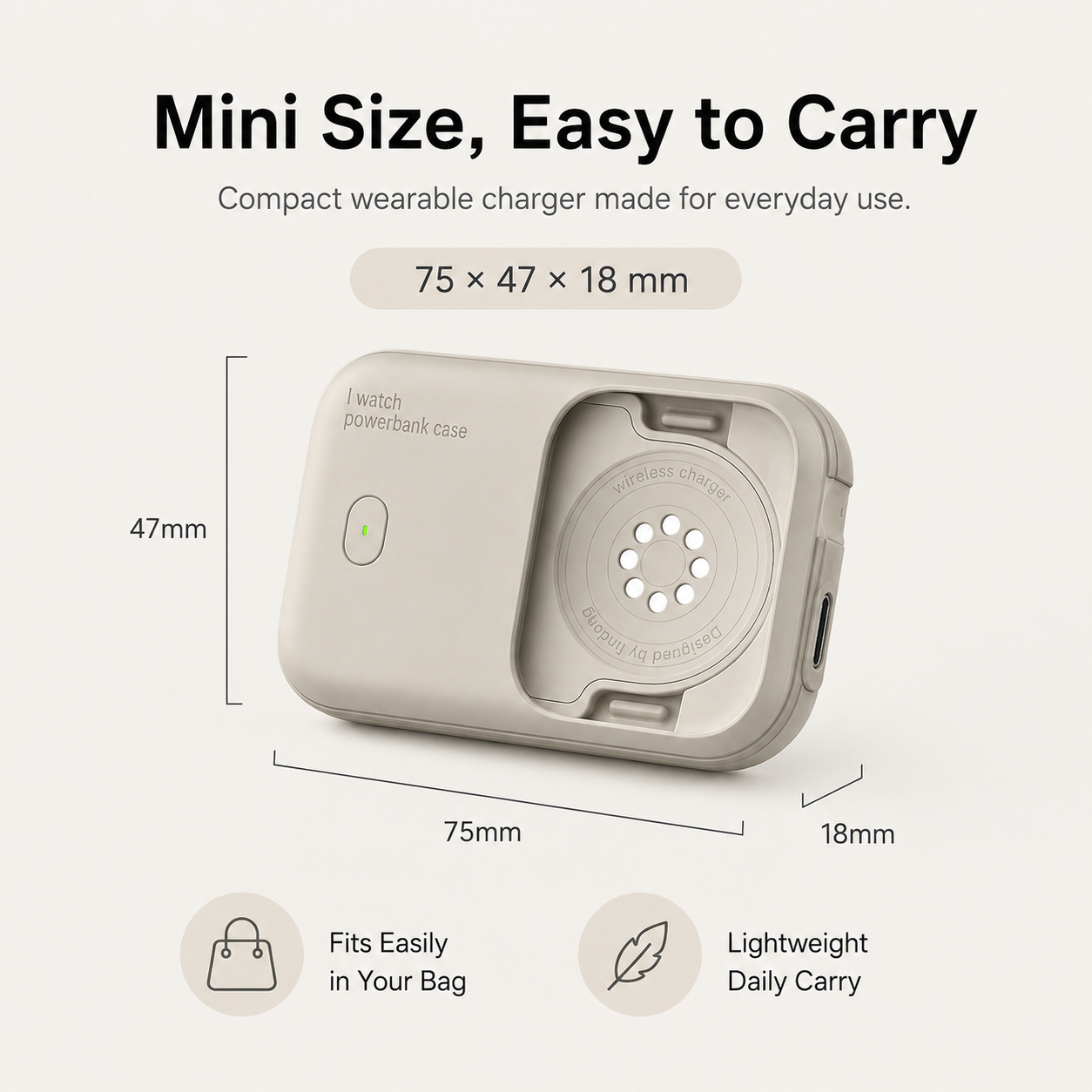 G-OUSSVE 1200mAh Magnetic Wireless Power Bank for Apple Watch – Portable Type-C Rechargeable Charger