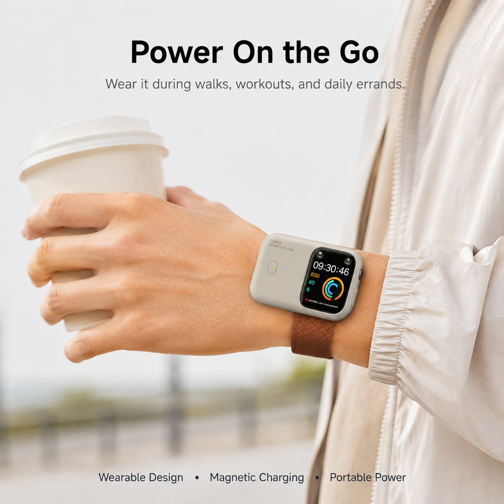 G-OUSSVE 1200mAh Magnetic Wireless Power Bank for Apple Watch – Portable Type-C Rechargeable Charger