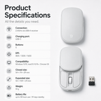 G-OUSSVE Rechargeable Sliding Wireless Mouse – Compact Portable Mouse with Silent Clicks, USB-C Charging & 2.4GHz Wireless