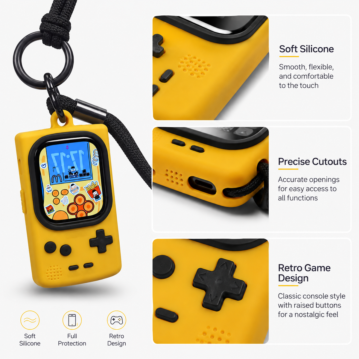 G-OUSSVE Retro Game Console Apple Watch Case with Lanyard