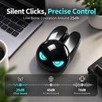 G-OUSSVE M6C Cool Black Bunny Dual-Mode Wireless Mouse, RGB Lighting Cute Rabbit Shape Office Mouse, Compatible with Desktop, Laptop & Tablet