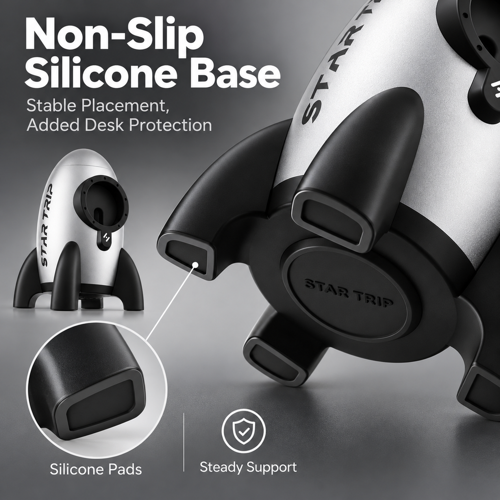 G-OUSSVE Rocket-Shaped Apple Watch Charging Stand with Cable Storage, Aluminum Alloy Desktop Dock