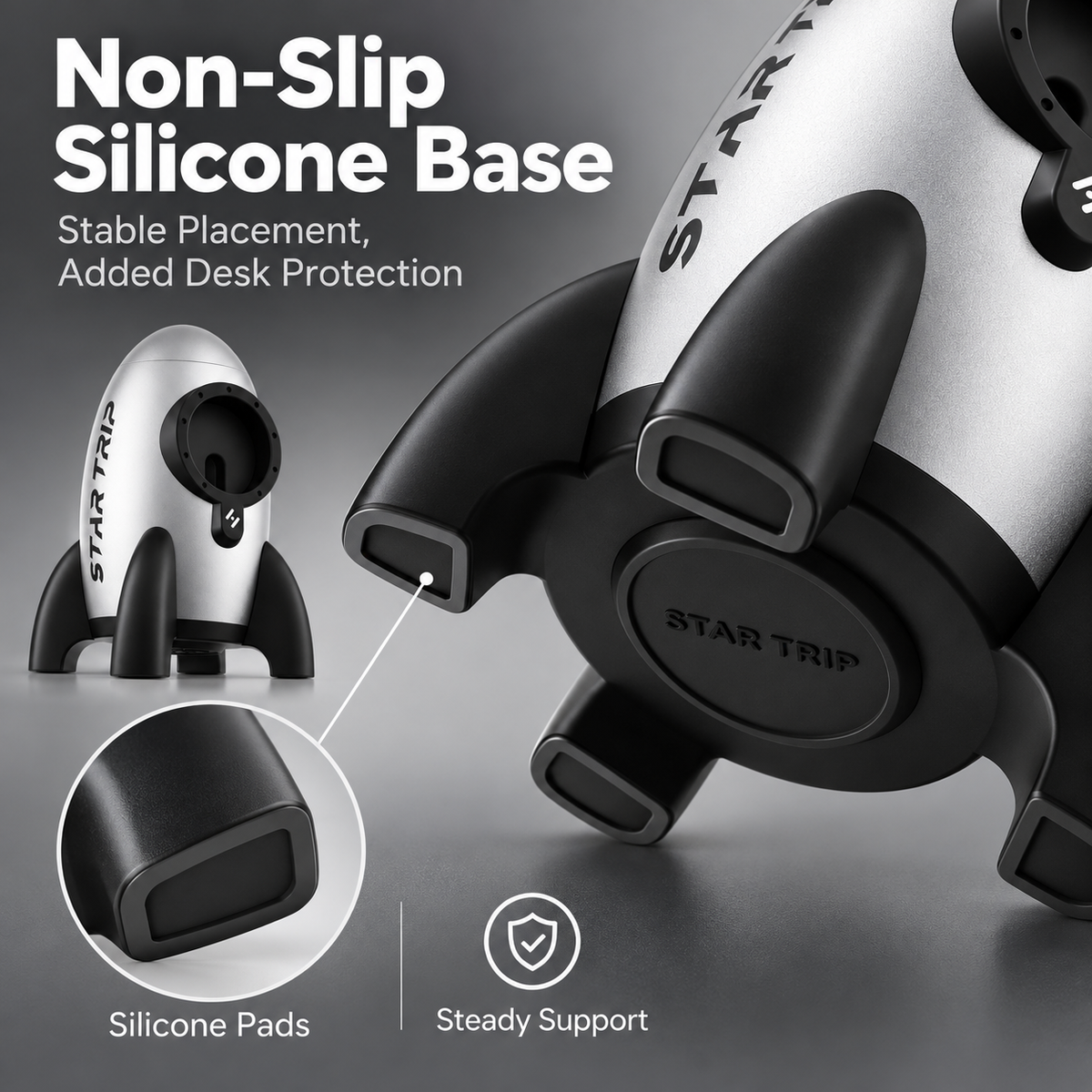 G-OUSSVE Rocket-Shaped Apple Watch Charging Stand with Cable Storage, Aluminum Alloy Desktop Dock