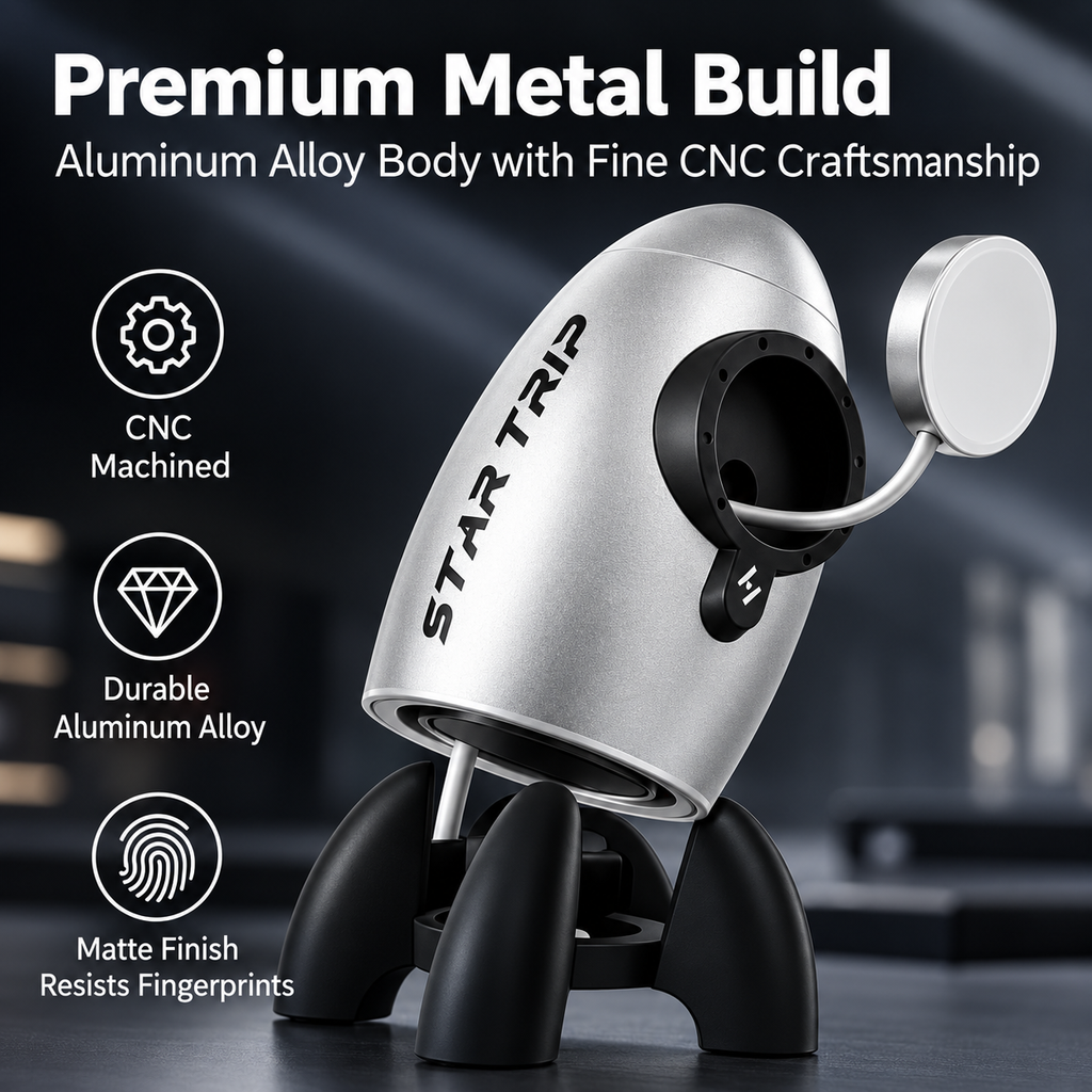 G-OUSSVE Rocket-Shaped Apple Watch Charging Stand with Cable Storage, Aluminum Alloy Desktop Dock